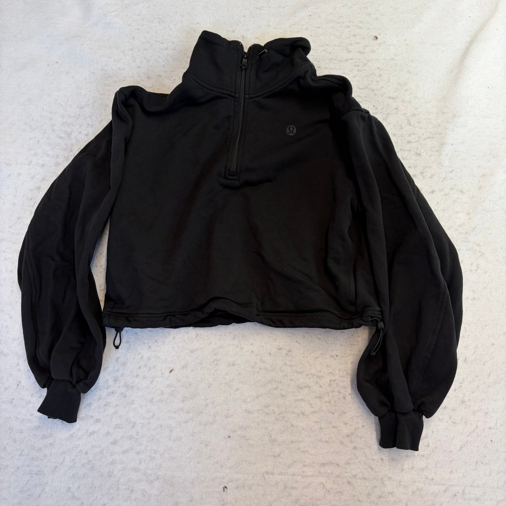Lululemon Scuba Oversized Half-Zip Pullover Womens M Black Cropped LW3IQ7S